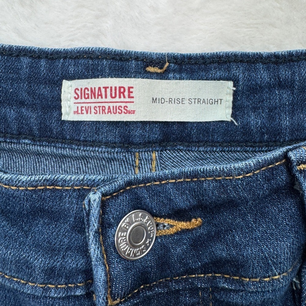 Signature by Levi Strauss Jeans Womens 12M Blue Mid Rise Straight Stretch‎ - Picture 3 of 14